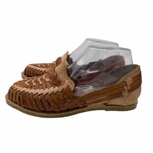 Bandoleros Women's Brown Leather Woven Loafers - Size 7 - Made in Mexico